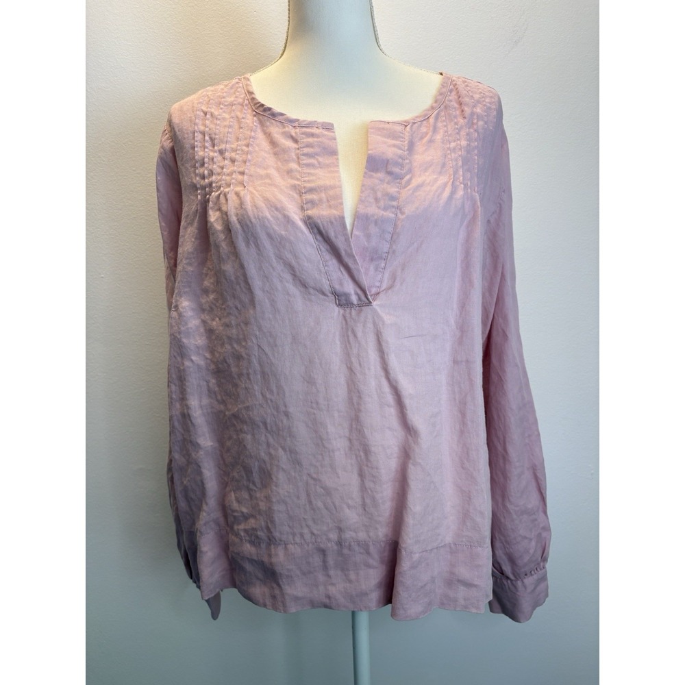 Cato Tunic Top Size XL Pink Relaxed Fit Pintuck 100% Ramie Coastal Beach‎ Boxy